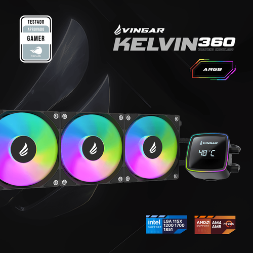 Water Cooler VINGAR Kelvin 360 ARGB – Alta Performance em Refrigeração Líquida