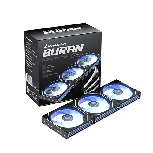Kit com 3 Fans Vingar ARGB 120mm c/ Contr Remoto + Controladora, Espelho Infinito, Transparente