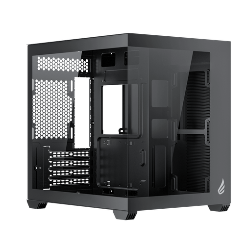 Gabinete Gamer VINGAR Misterium Mini, Lateral de Vidro, Preto, S/Fans